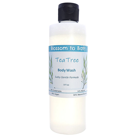 Buy Blossom to Bath Tea Tree Body Wash from Flowersong Soap Studio.   Get Smooth Silky Skin With Tea Tree Scented Gentle Cleansers That Are Super Sudsy .  Tea tree's fresh fragrance embodies a deep down clean.