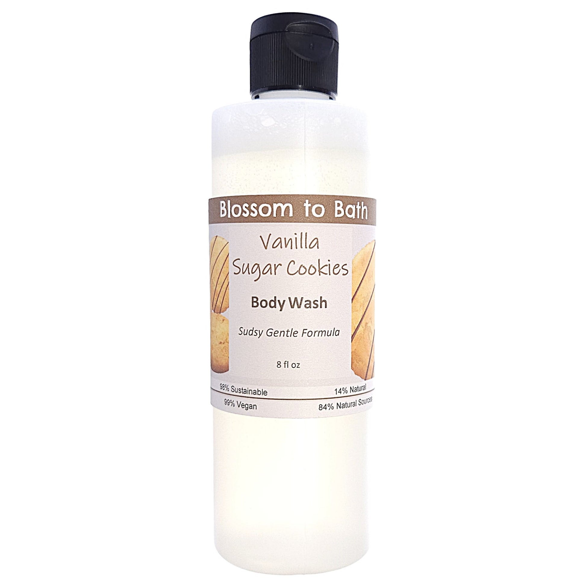 Buy Blossom to Bath Vanilla Sugar Cookies Body Wash from Flowersong Soap Studio.   Get Smooth Silky Skin With Rich Vanilla Scented Gentle Cleansers That Are Super Sudsy .  Smells like sugar cookies in the oven.