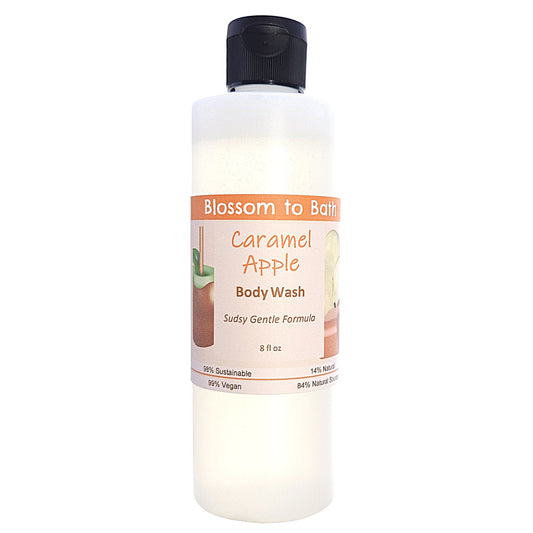 Buy Blossom to Bath Caramel Apple Body Wash from Flowersong Soap Studio.   Get Smooth Silky Skin With Candy Apple Scented Gentle Cleansers That Are Super Sudsy .  Bright fresh apple and warm rich caramel - a joyful combination of crisp fruit wrapped in decadent sweetness.