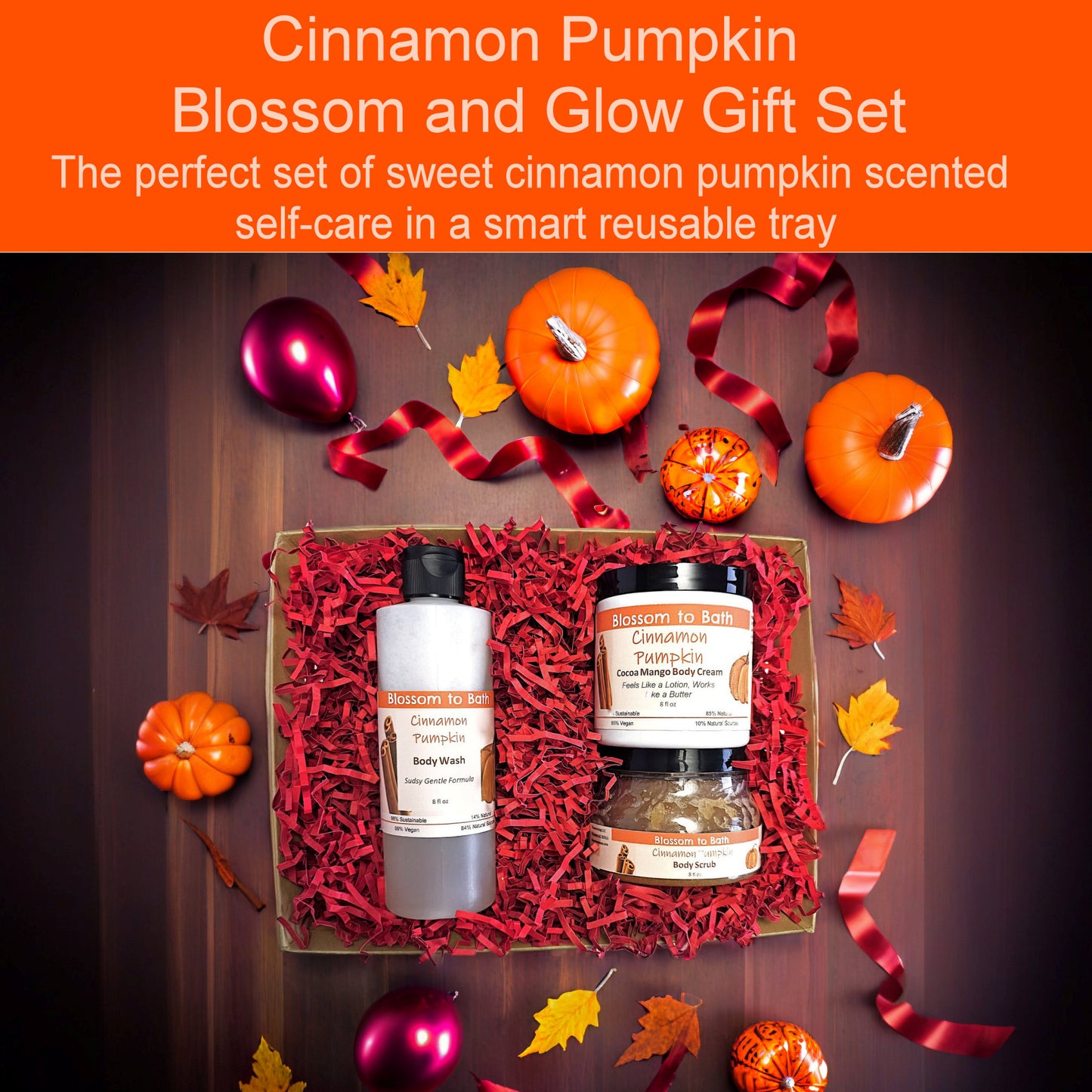 Cinnamon Pumpkin Blossom and Glow Gift Set - Phthalate Free Fragrance