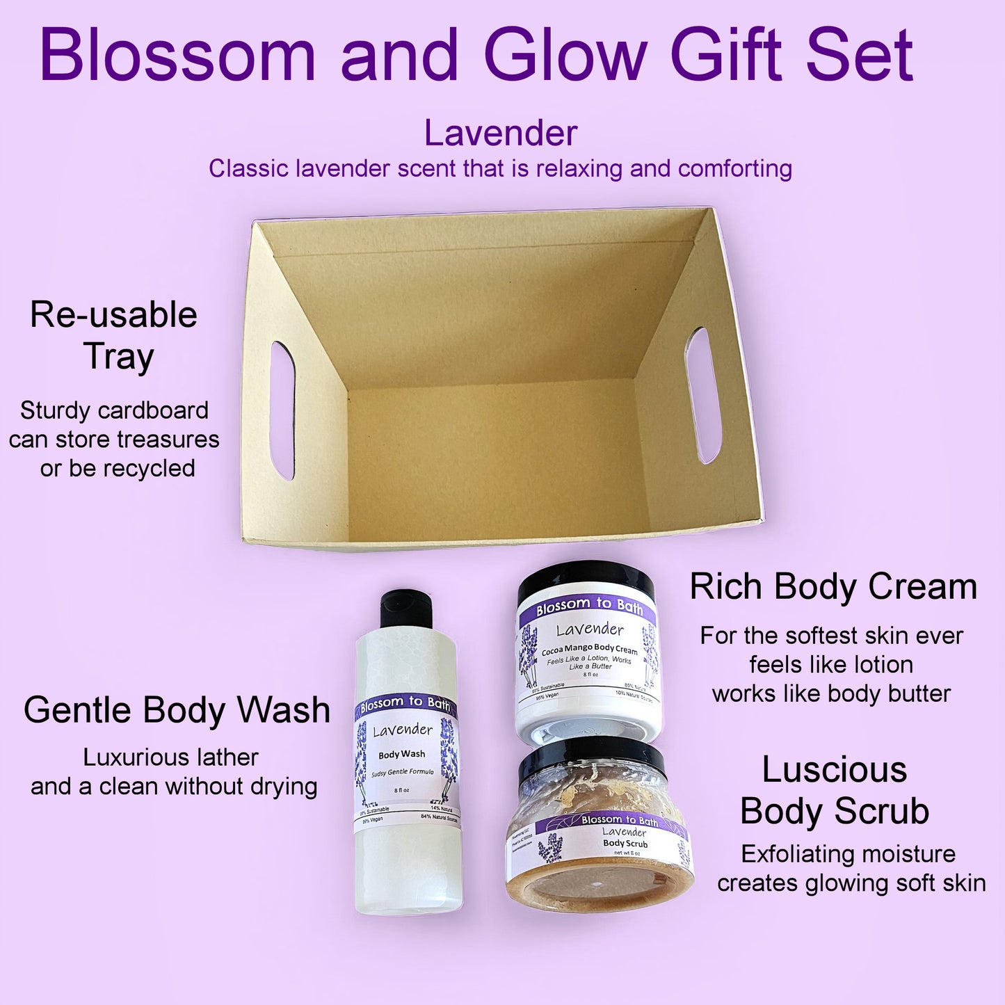 Lavender Blossom and Glow Gift Set - Pure Essential Oil Fragrance