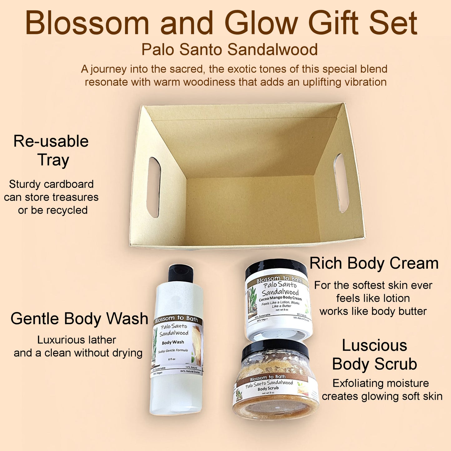 Palo Santo Sandalwood Blossom and Glow Gift Set - Phthalate Free Fragrance