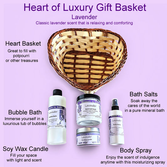 Lavender Heart of Luxury Gift Basket - Pure Essential Oil Fragrance