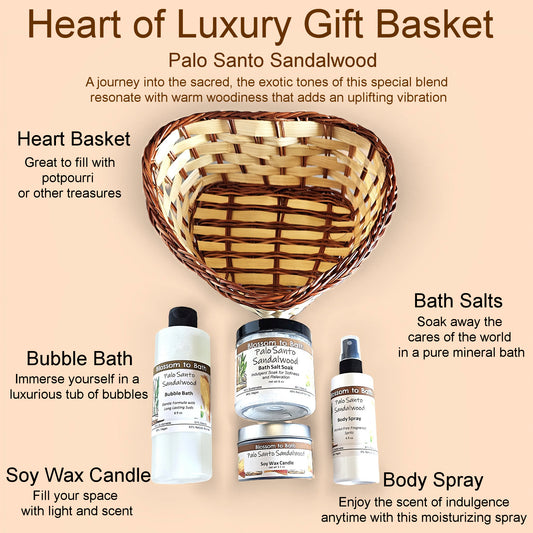 Palo Santo Sandalwood Heart of Luxury Gift Basket - Phthalate Free Fragrance