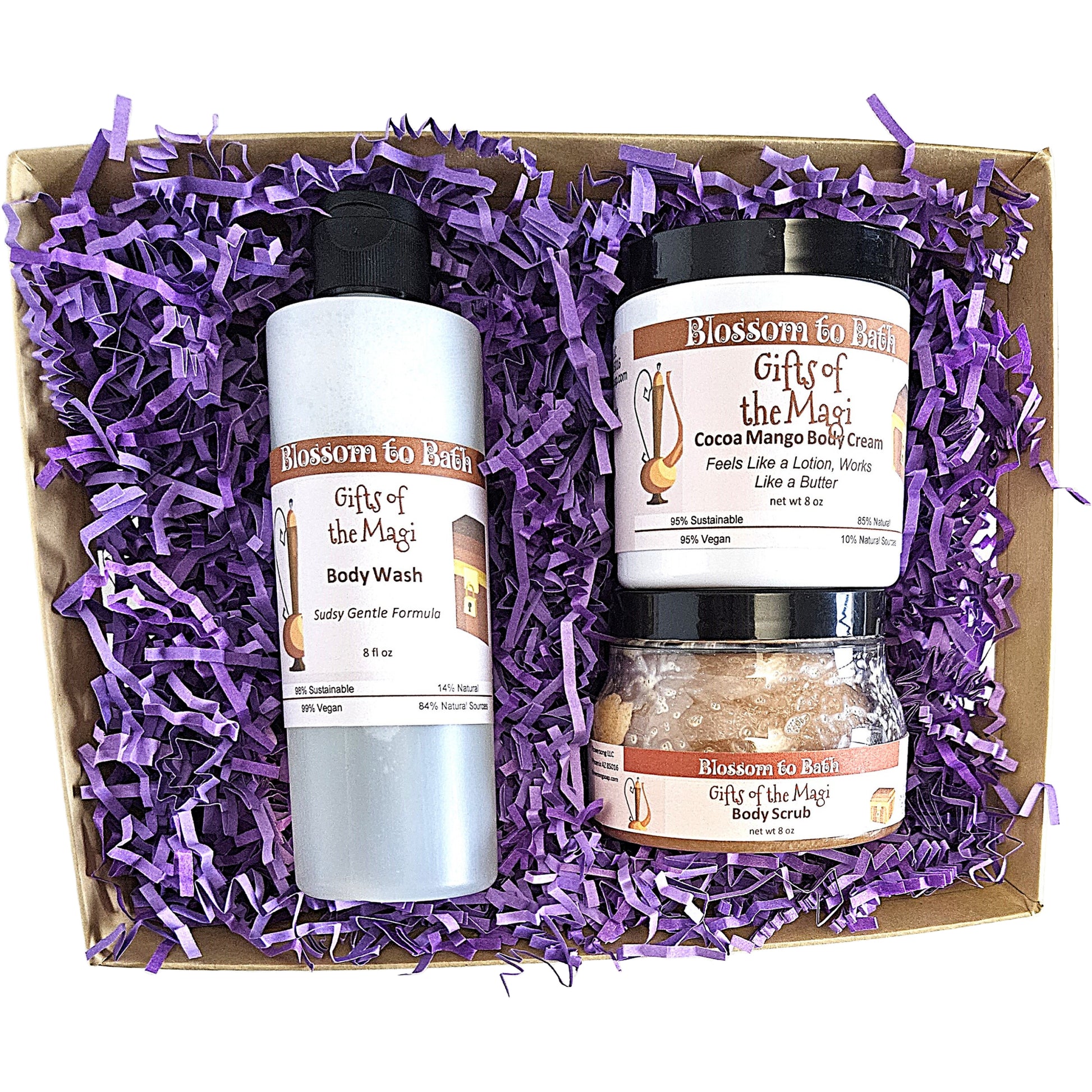 Buy Blossom to Bath Gifts of the Magi Blossom and Glow Gift Set from Flowersong Soap Studio.   The Most Luxurious Set Of Warm Incense Scented Self Care Anyone Would Love To Receive .  Celebrate the soulful side of the holiday spirit with warm spices and incense.