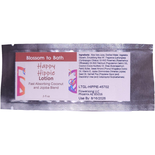 Buy Blossom to Bath Happy Hippie Lotion from Flowersong Soap Studio.   Daily Use Lotion with a Uplifting Clean Scent that Soaks in Quickly to Soften and Smooth Skin .  A sweet, happy herbal fragrance that elevates your mood and your perspective.