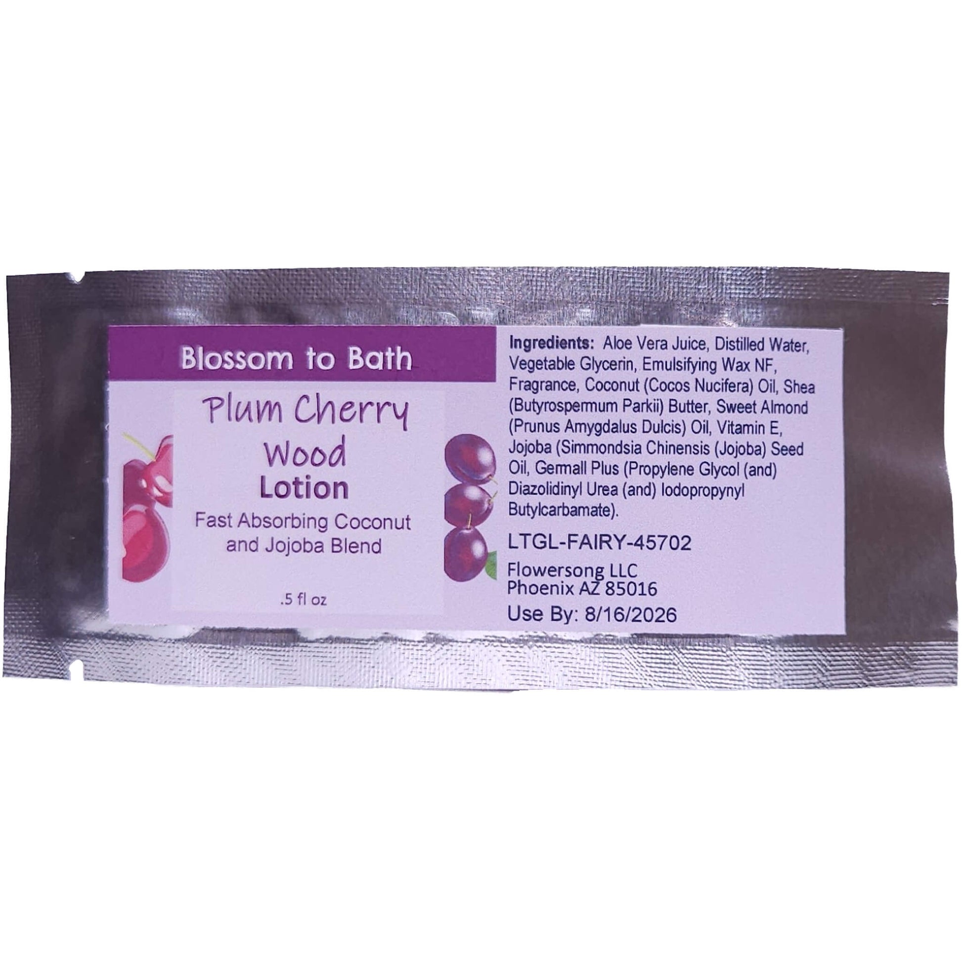 Buy Blossom to Bath Plum Cherry Wood Lotion from Flowersong Soap Studio.   Daily Use Lotion with a Sweetness and Wood Scent that Soaks in Quickly to Soften and Smooth Skin .  A charmingly sweet and woodsy fragrance.