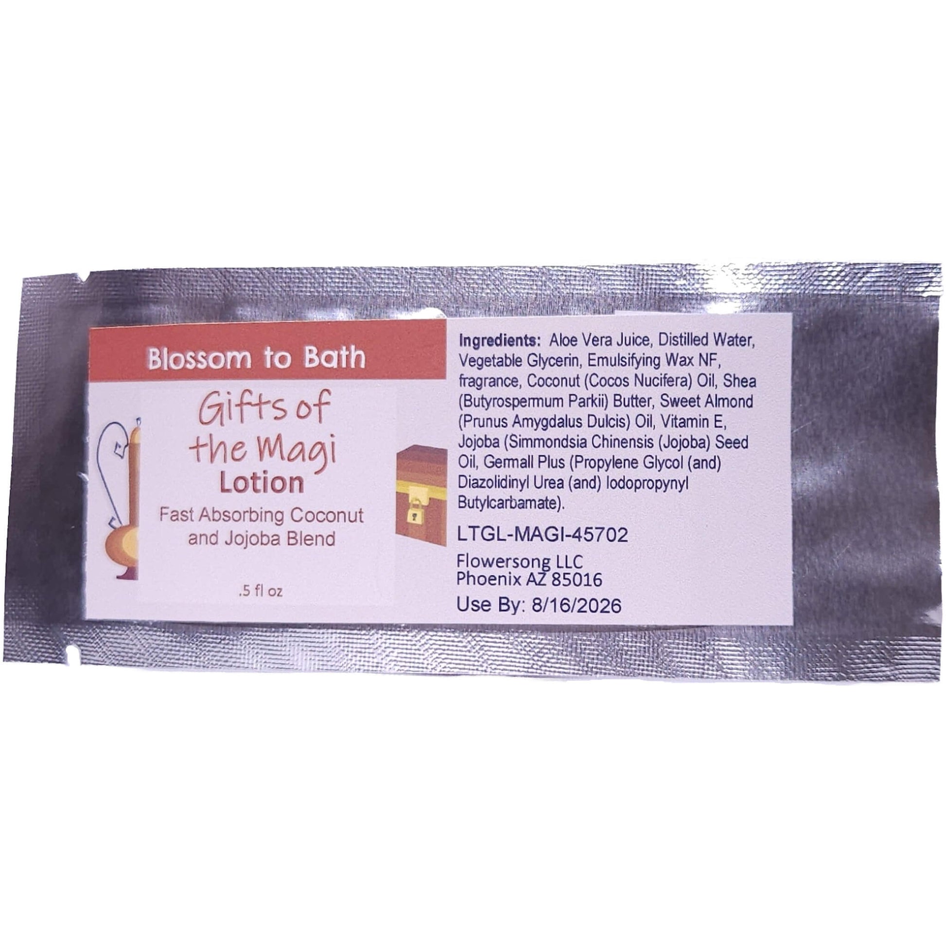 Buy Blossom to Bath Gifts of the Magi Lotion from Flowersong Soap Studio.   Daily Use Lotion with a Warm Incense Scent that Soaks in Quickly to Soften and Smooth Skin .  Celebrate the soulful side of the holiday spirit with warm spices and incense.