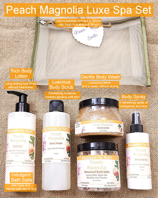 Peach Magnolia Luxury Spa Gift Set - Phthalate Free Fragrance