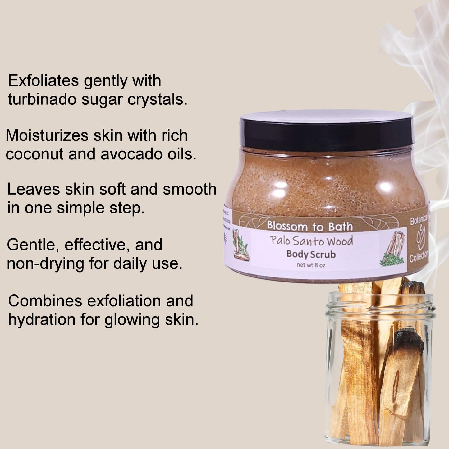 Palo Santo Wood Body Scrub (8 Ounce) - Natural Fragrance