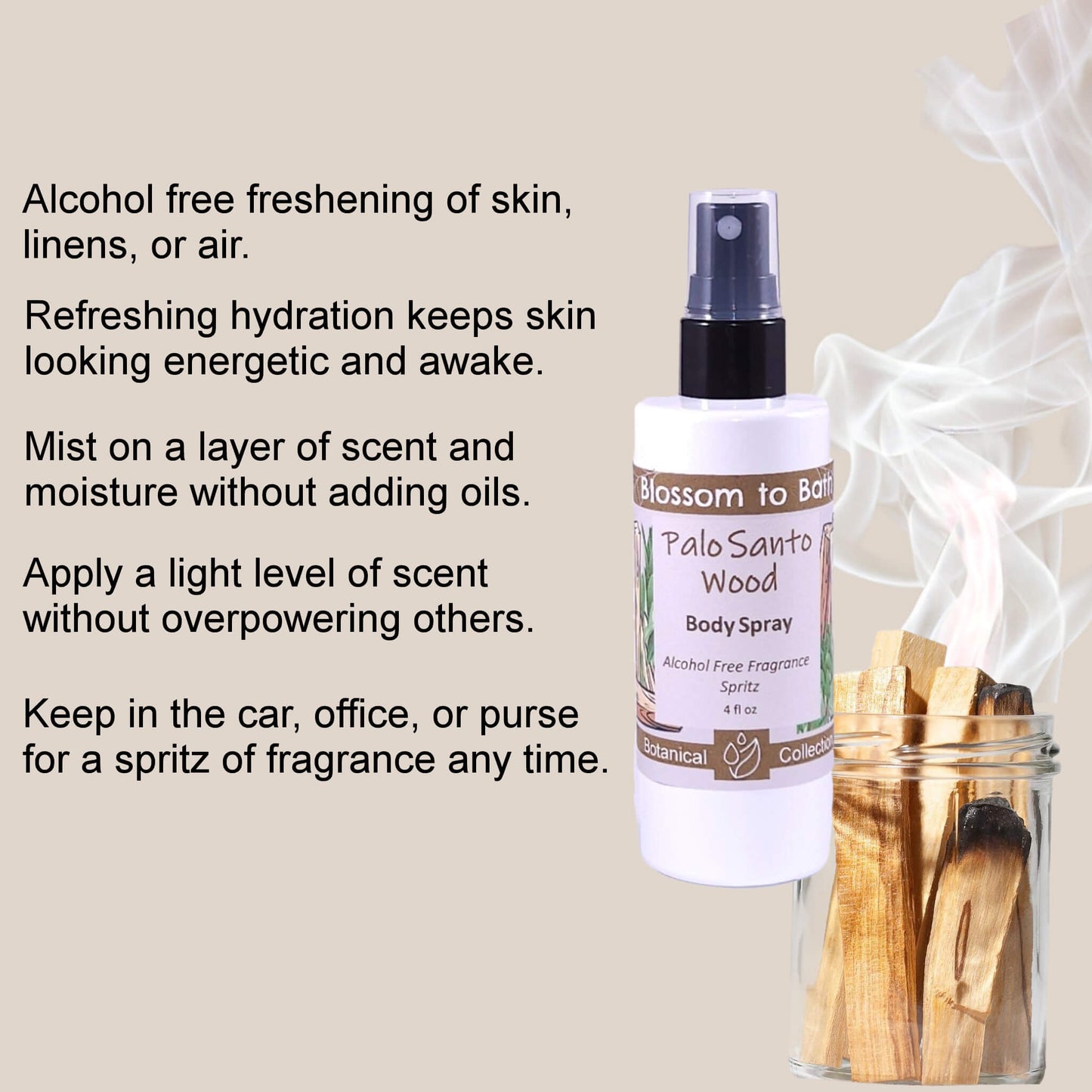 Palo Santo Wood Body Spray (4 Ounce) - Natural Fragrance