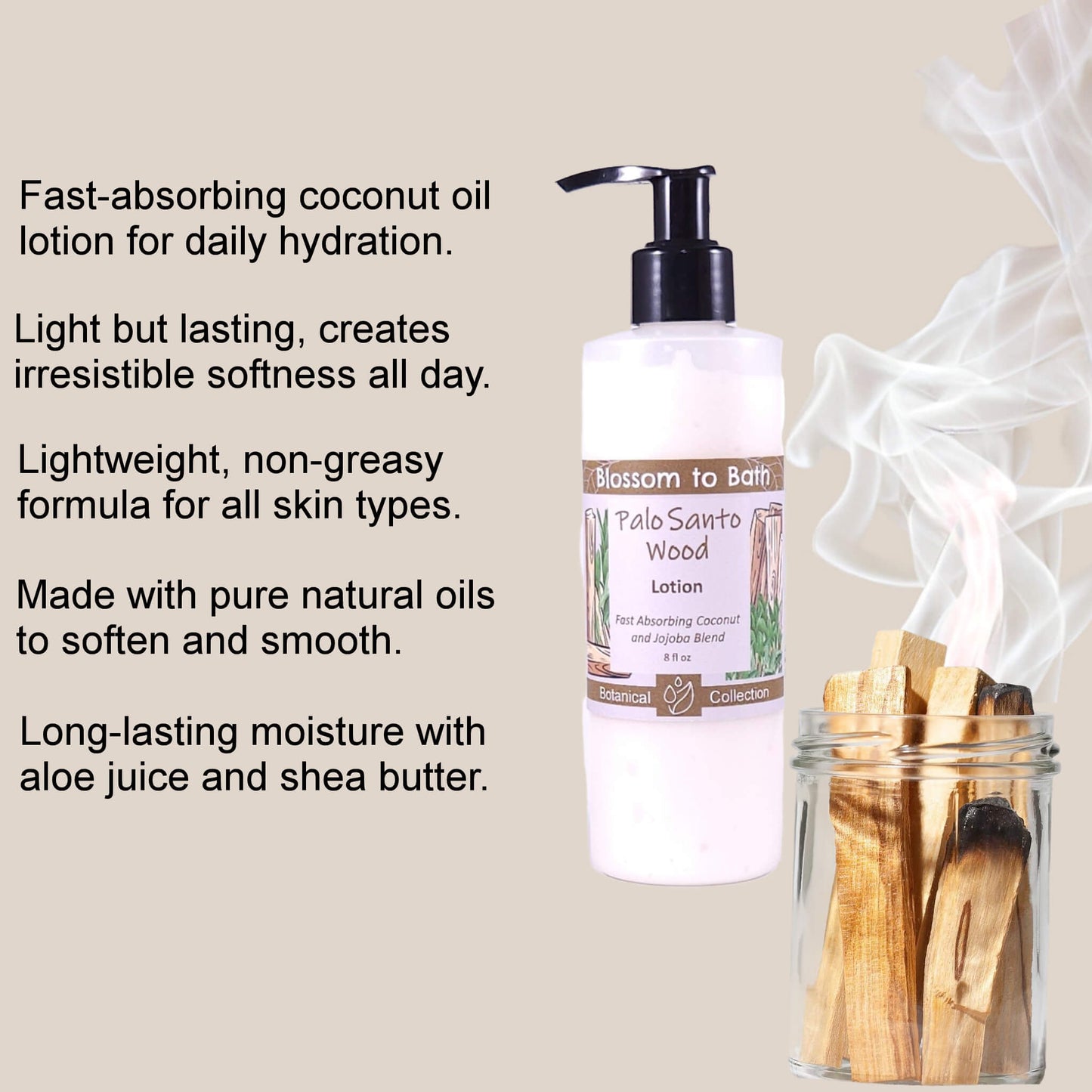 Palo Santo Wood Lotion (8 Ounce) - Natural Fragrance