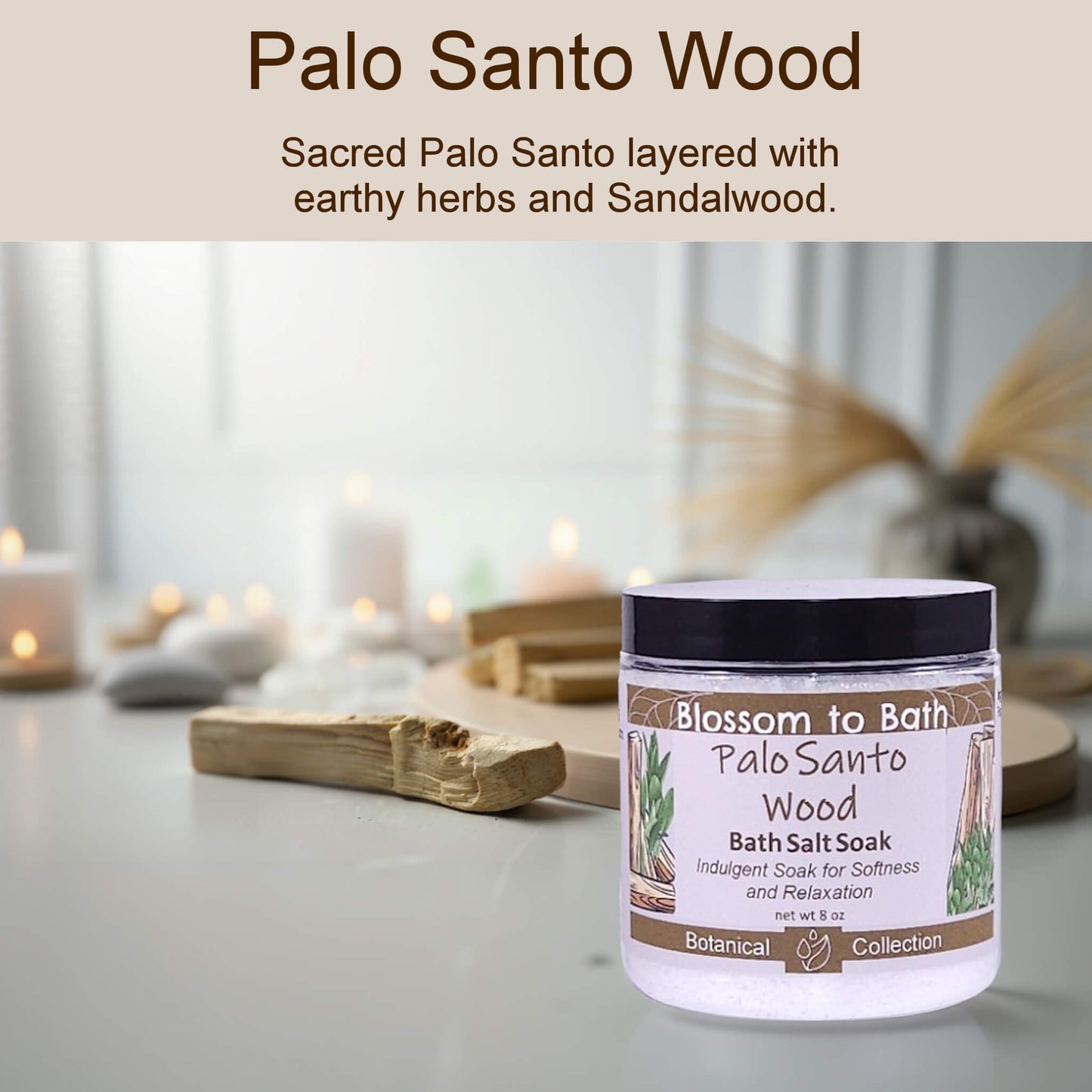 Palo Santo Wood Bath Salt Soak (8 ounce) - Natural Fragrance
