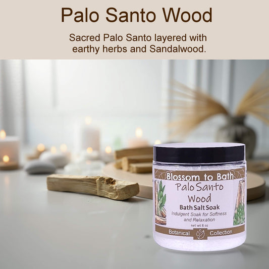 Palo Santo Wood Bath Salt Soak (8 ounce) - Natural Fragrance