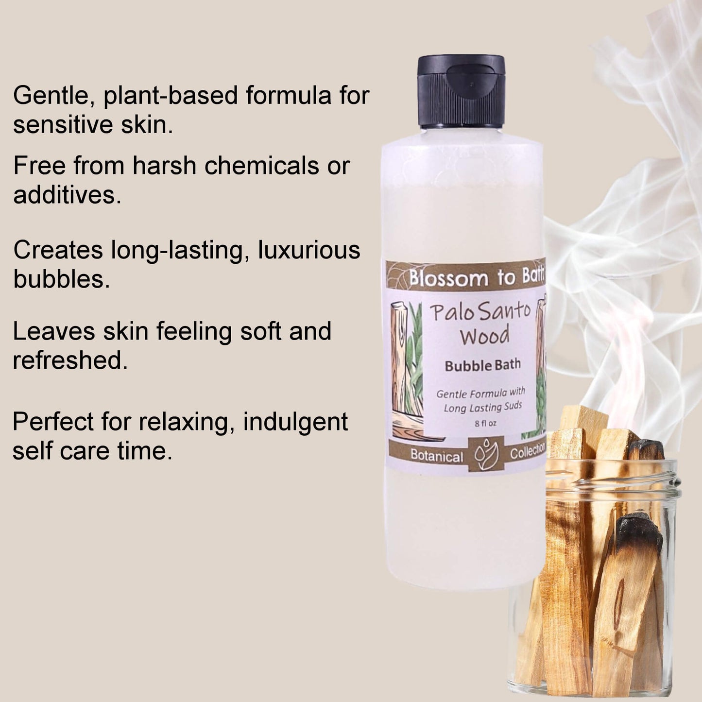 Palo Santo Wood Bubble Bath (8 ounce) - Natural Fragrance