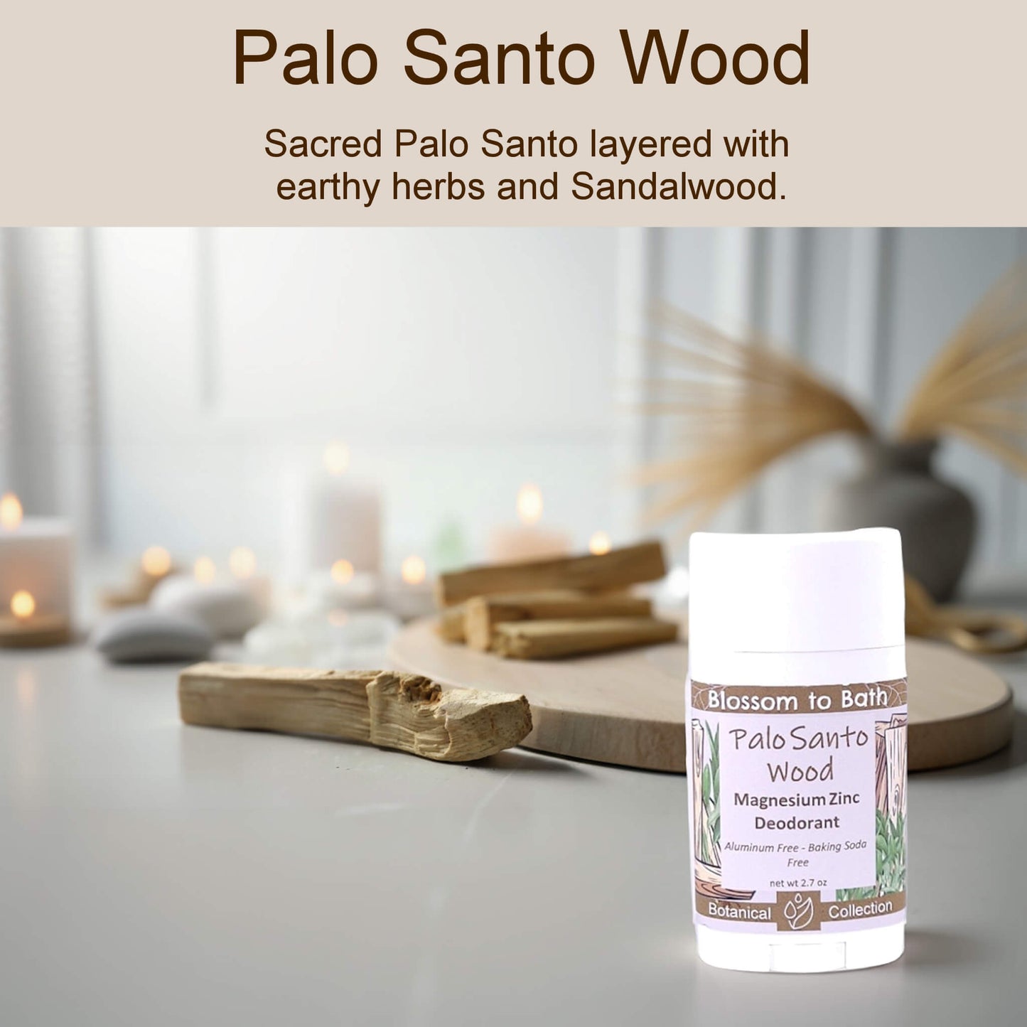 Palo Santo Wood Magnesium Zinc Deodorant (2.7 ounce) - Natural Fragrance