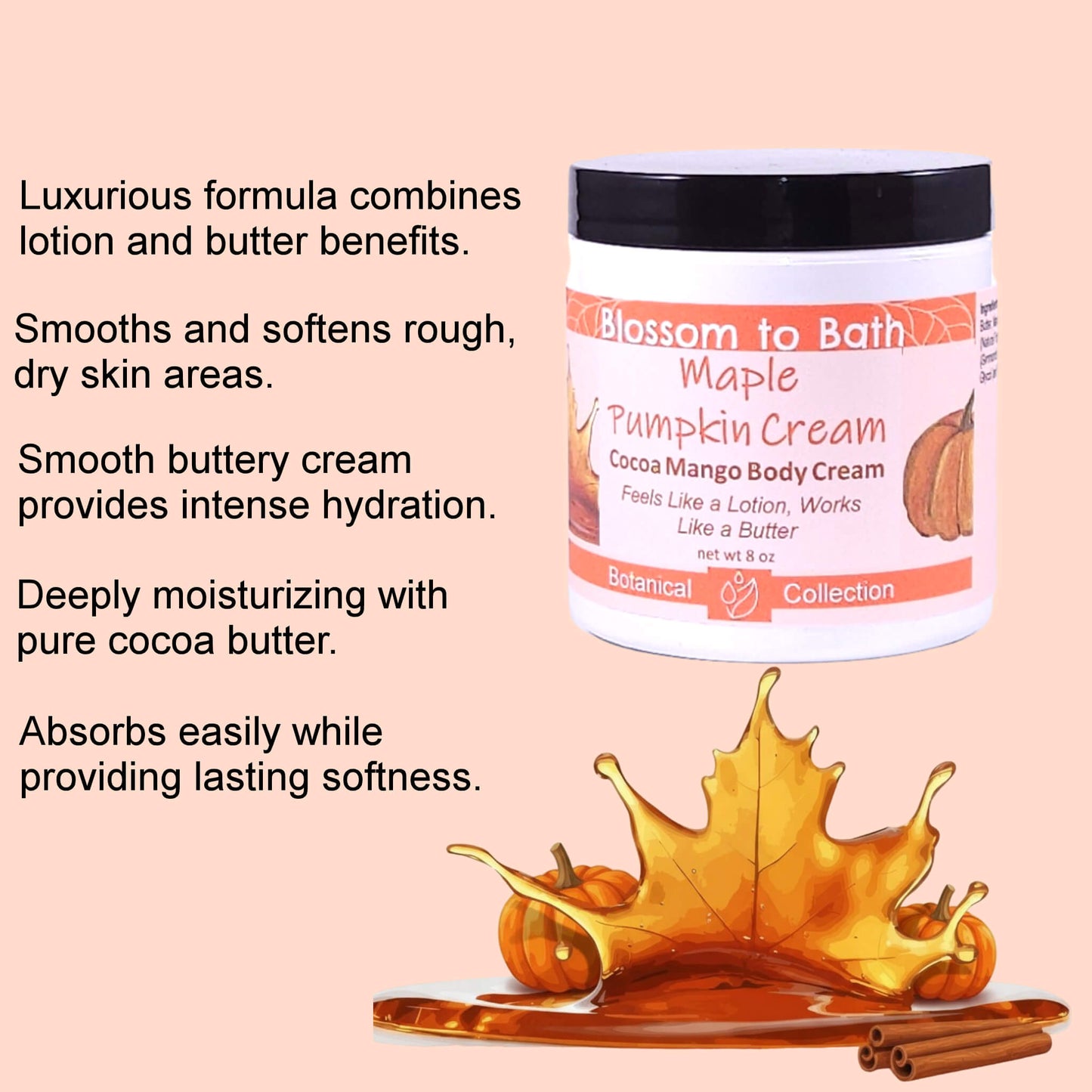 Maple Pumpkin Cream Cocoa Mango Body Cream (8 Ounce) - Natural Fragrance