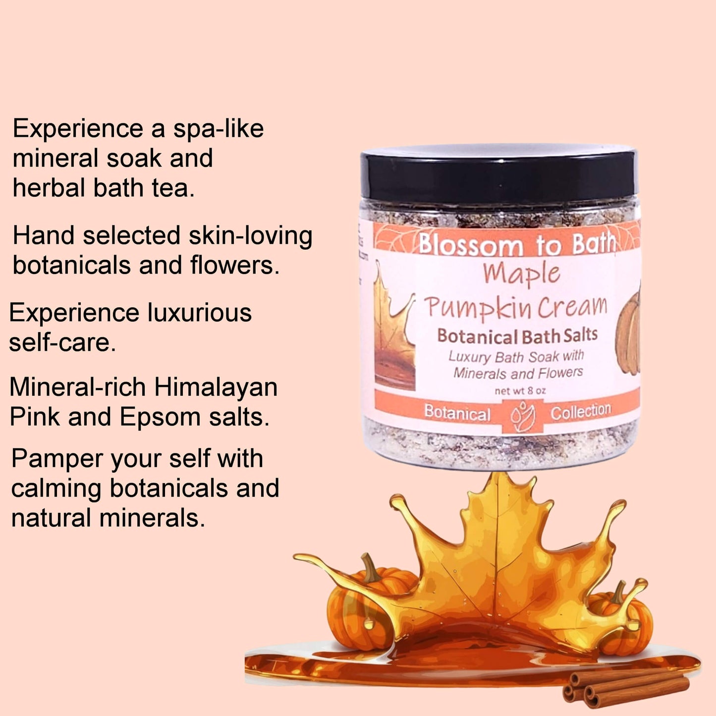 Maple Pumpkin Cream Botanical Bath Salts (8 ounce) - Natural Fragrance