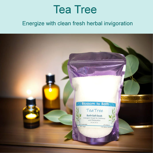 Tea Tree Bath Salt Soak (16 ounce) - Pure Essential Oil Fragrance