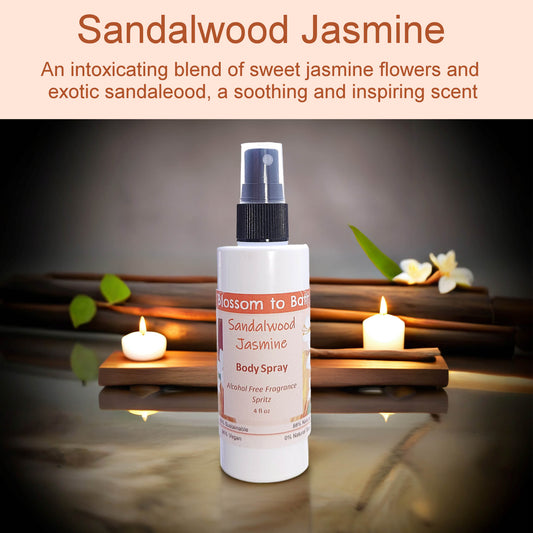 Sandalwood Jasmine Body Spray (4 Ounce) - Natural Fragrance