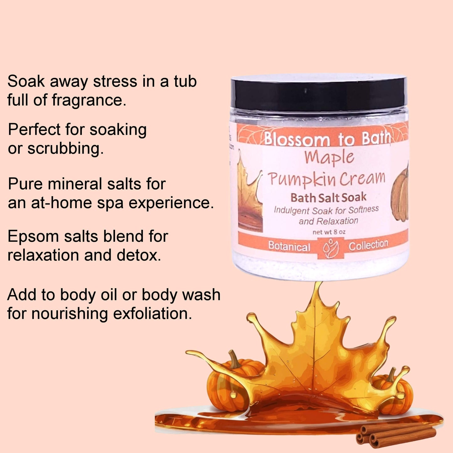 Maple Pumpkin Cream Bath Salt Soak (8 ounce) - Natural Fragrance