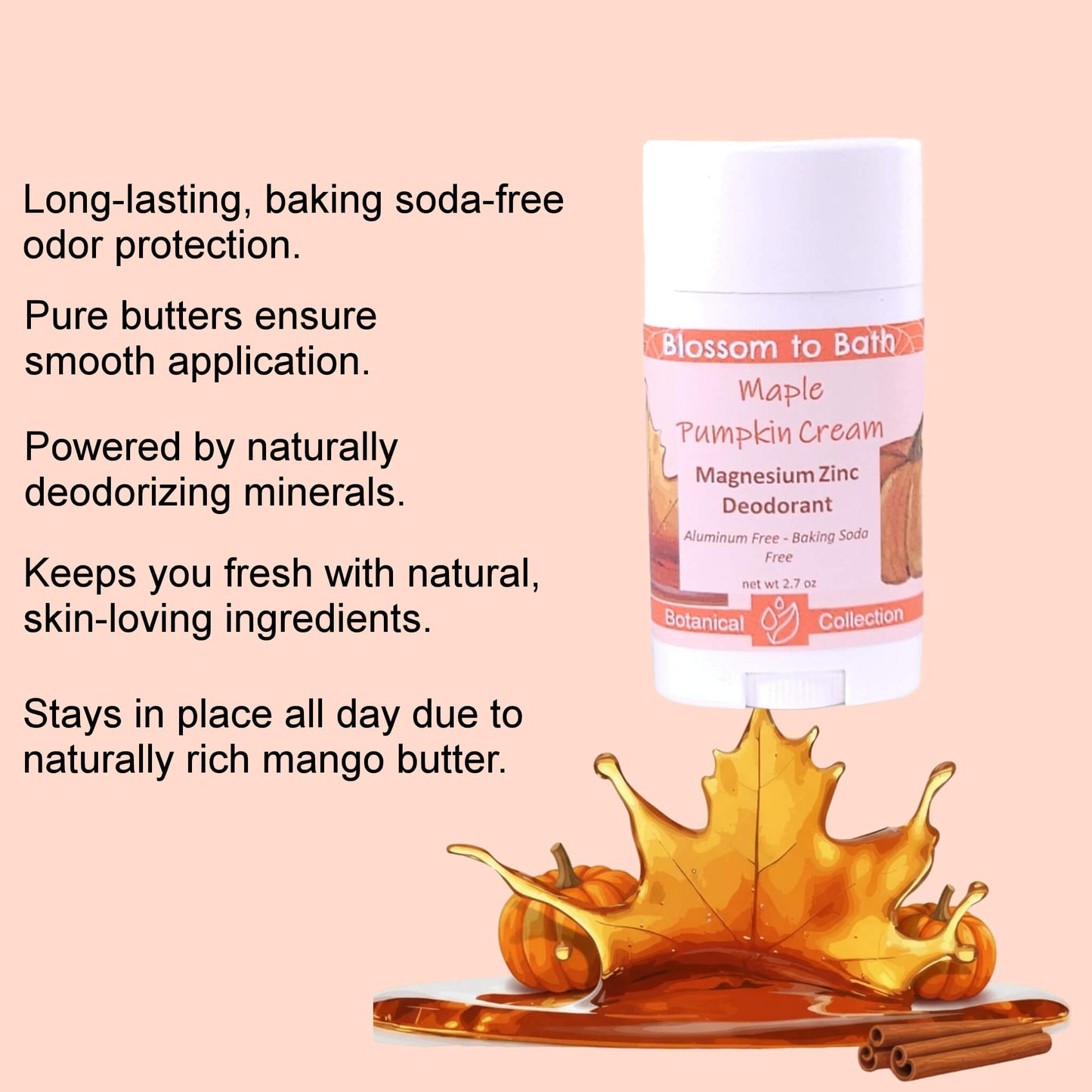 Maple Pumpkin Cream Magnesium Zinc Deodorant (2.7 ounce) - Natural Fragrance