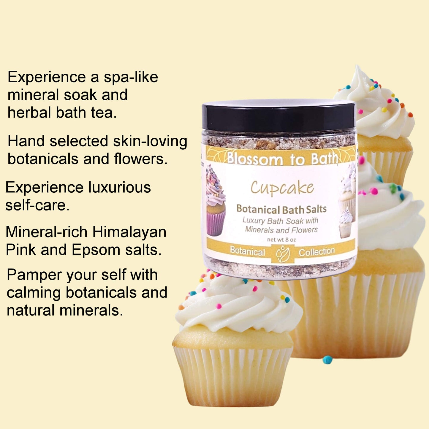 Cupcake Botanical Bath Salts (8 ounce) - Natural Fragrance