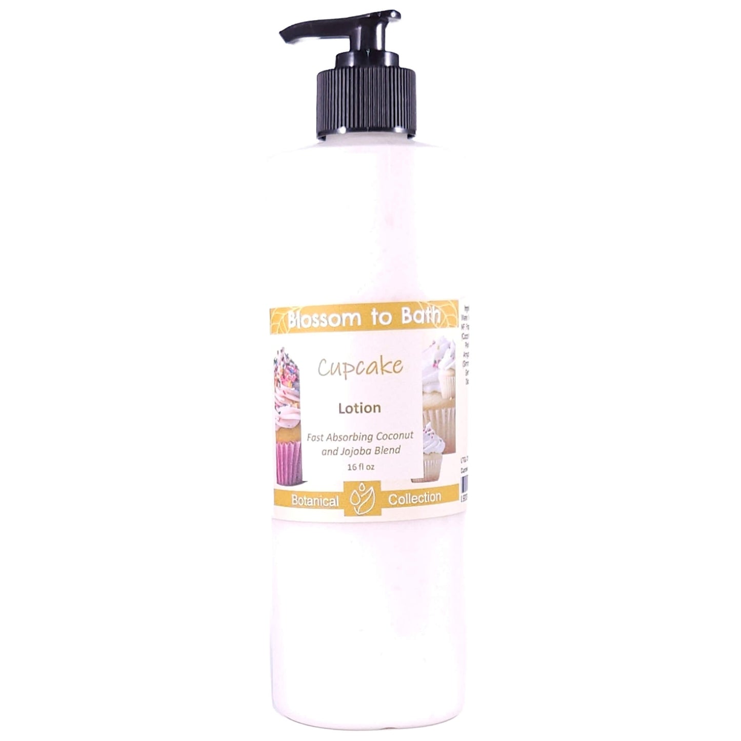 Buy Blossom to Bath Cupcake Lotion from Flowersong Soap Studio.   Daily Use Lotion with a Vanilla Cupcake Scent that Soaks in Quickly to Soften and Smooth Skin .  The essence of a vanilla buttercream frosted bakery fresh cupcake.