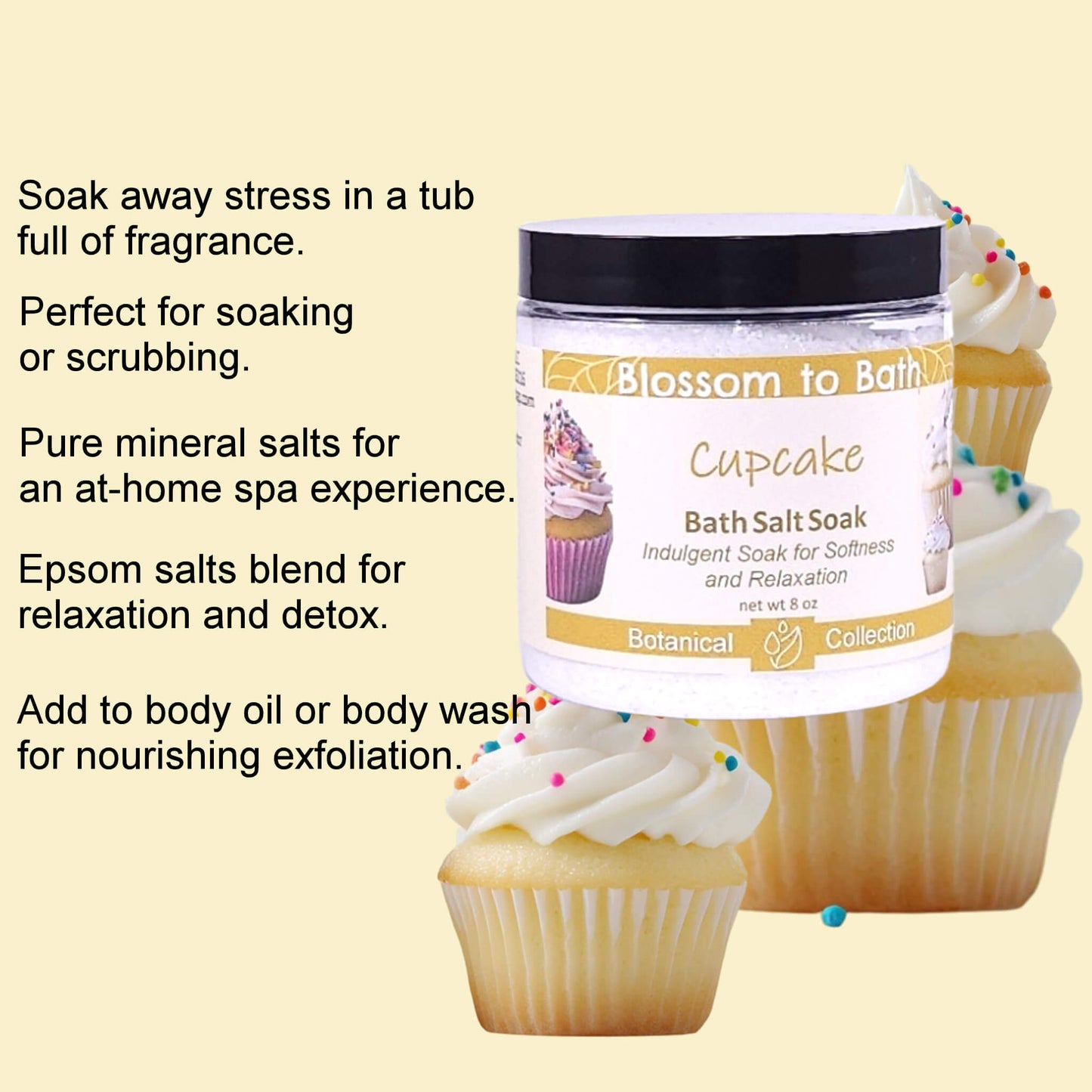 Cupcake Bath Salt Soak (8 ounce) - Natural Fragrance
