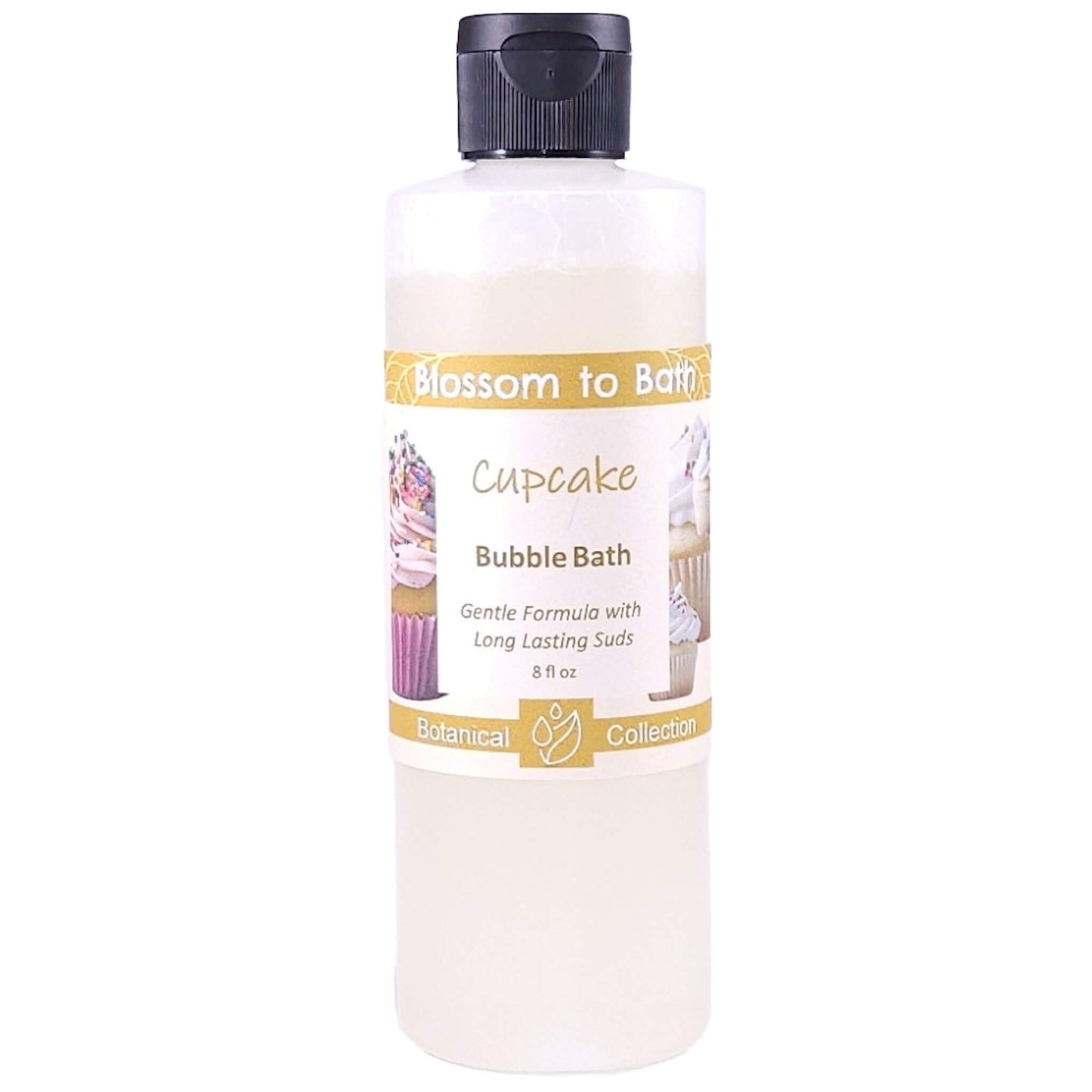 Buy Blossom to Bath Cupcake Bubble Bath from Flowersong Soap Studio.   Lively, Long Lasting Bubbles in a Gentle Vanilla Cupcake Scented Formula for Maximum Relaxation Time .  The essence of a vanilla buttercream frosted bakery fresh cupcake.