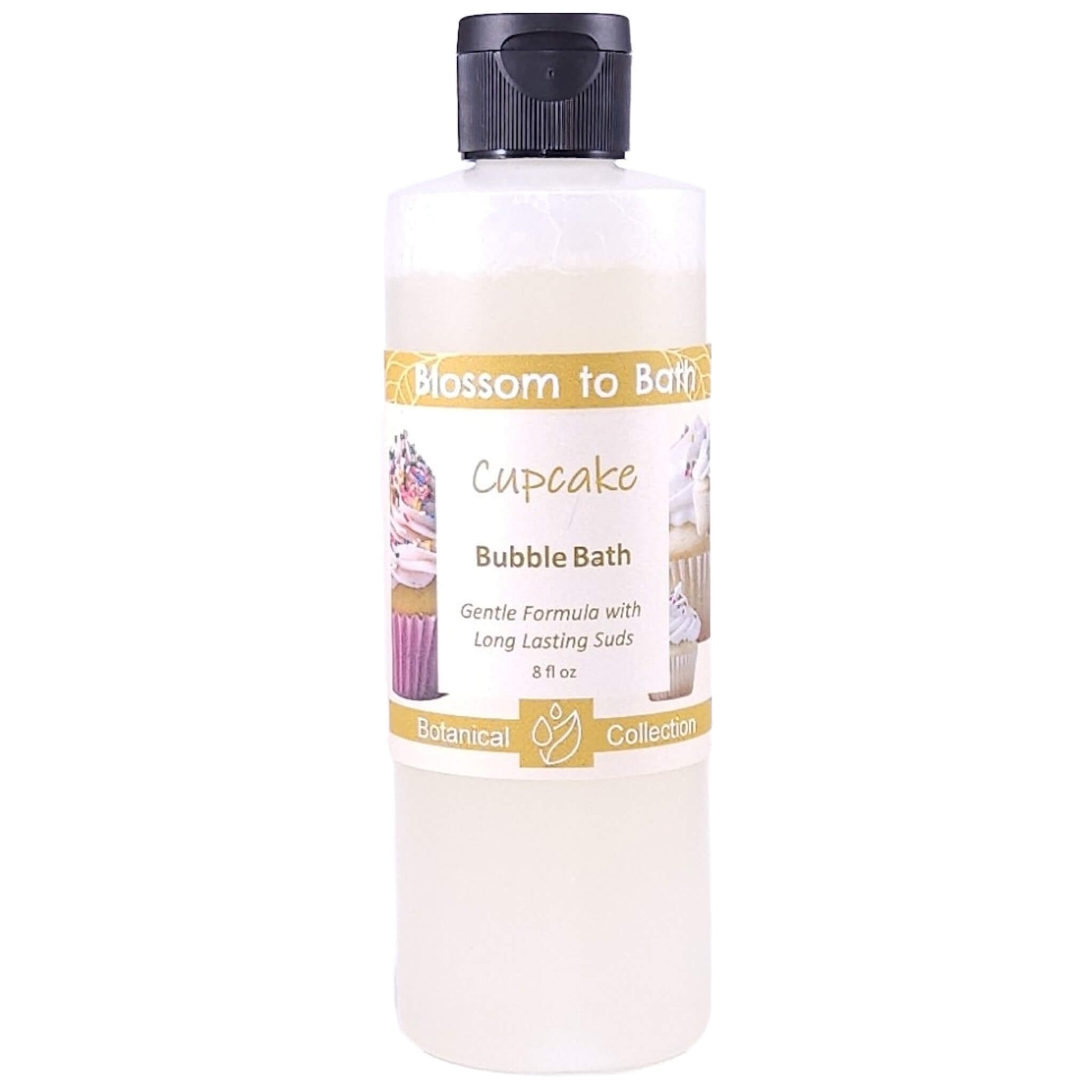 Buy Blossom to Bath Cupcake Bubble Bath from Flowersong Soap Studio.   Lively, Long Lasting Bubbles in a Gentle Vanilla Cupcake Scented Formula for Maximum Relaxation Time .  The essence of a vanilla buttercream frosted bakery fresh cupcake.