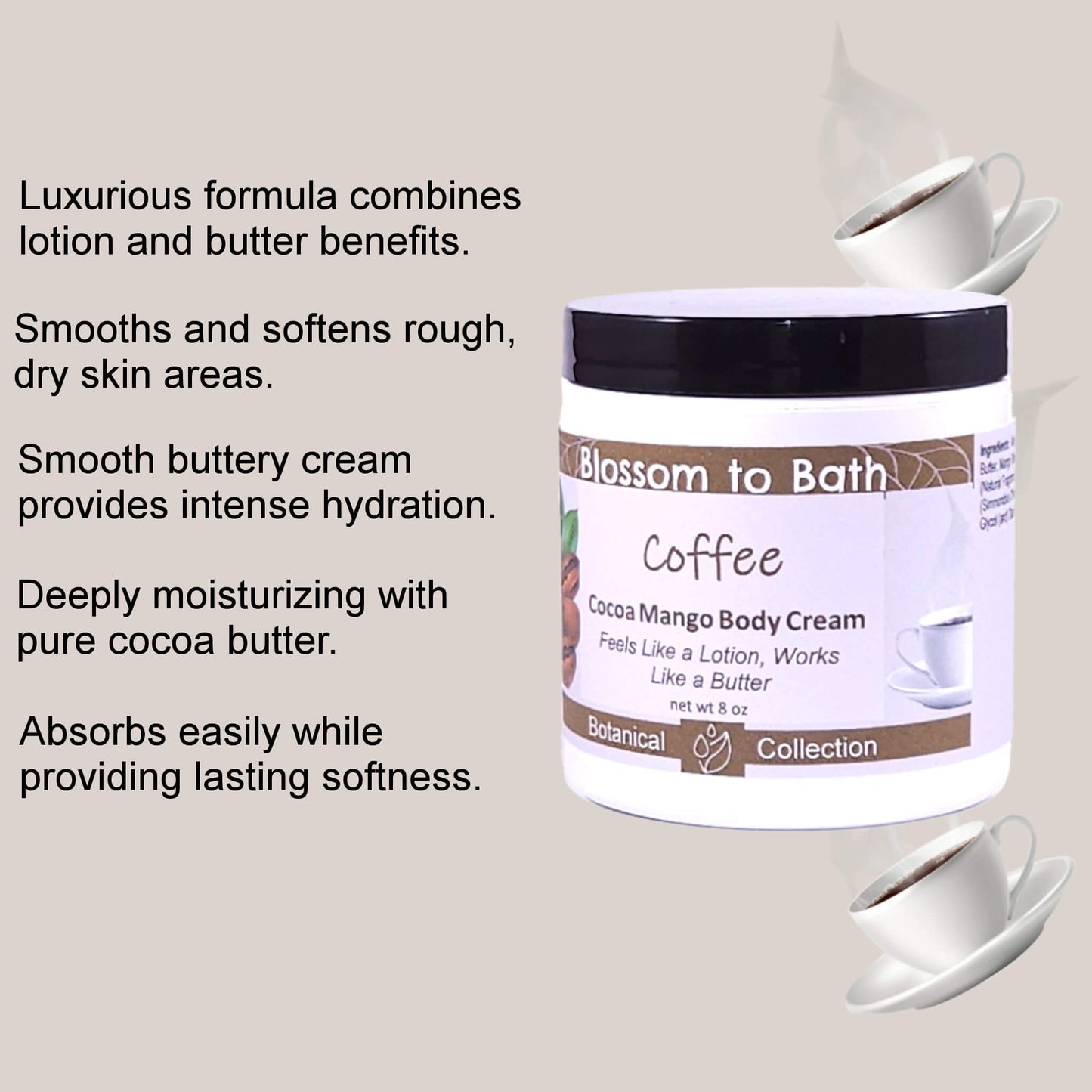 Coffee Cocoa Mango Body Cream (8 Ounce) - Natural Fragrance