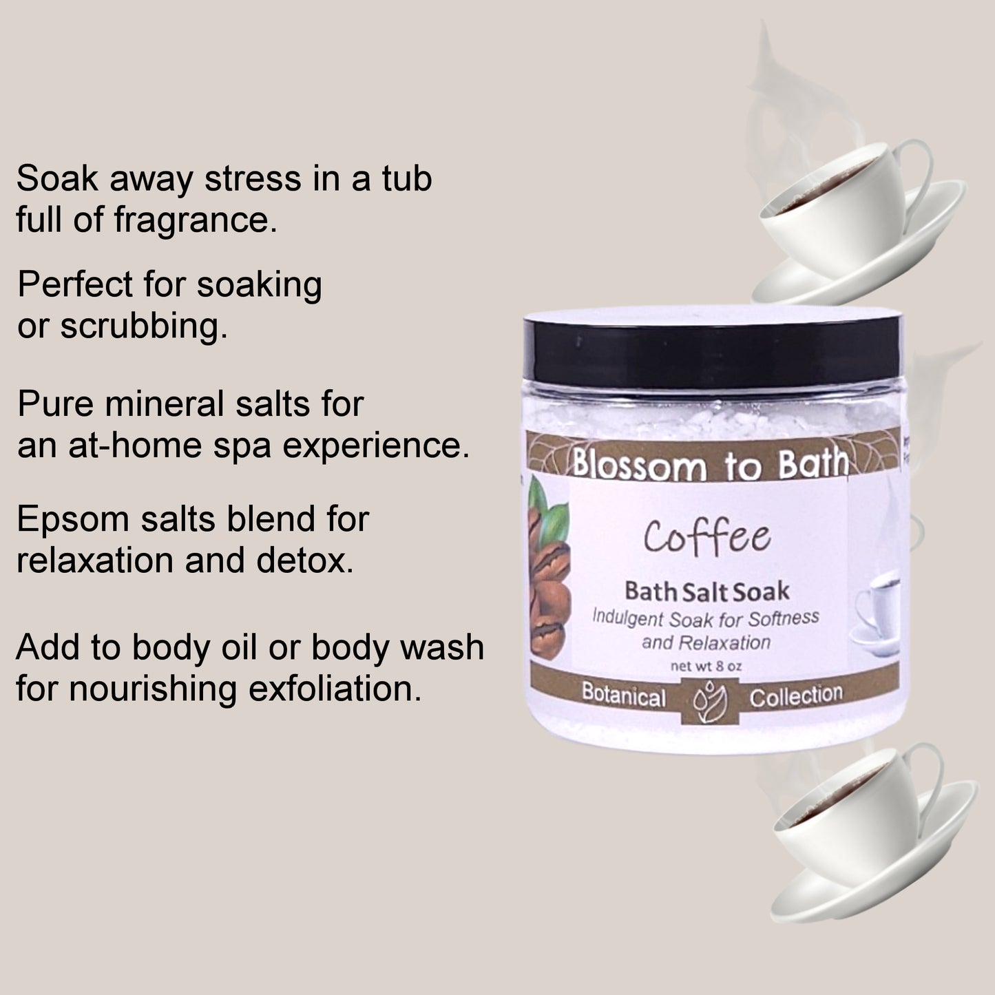 Coffee Bath Salt Soak (8 ounce) - Natural Fragrance