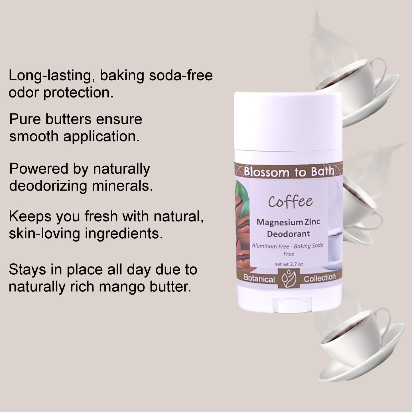 Coffee Magnesium Zinc Deodorant (2.7 ounce) - Natural Fragrance