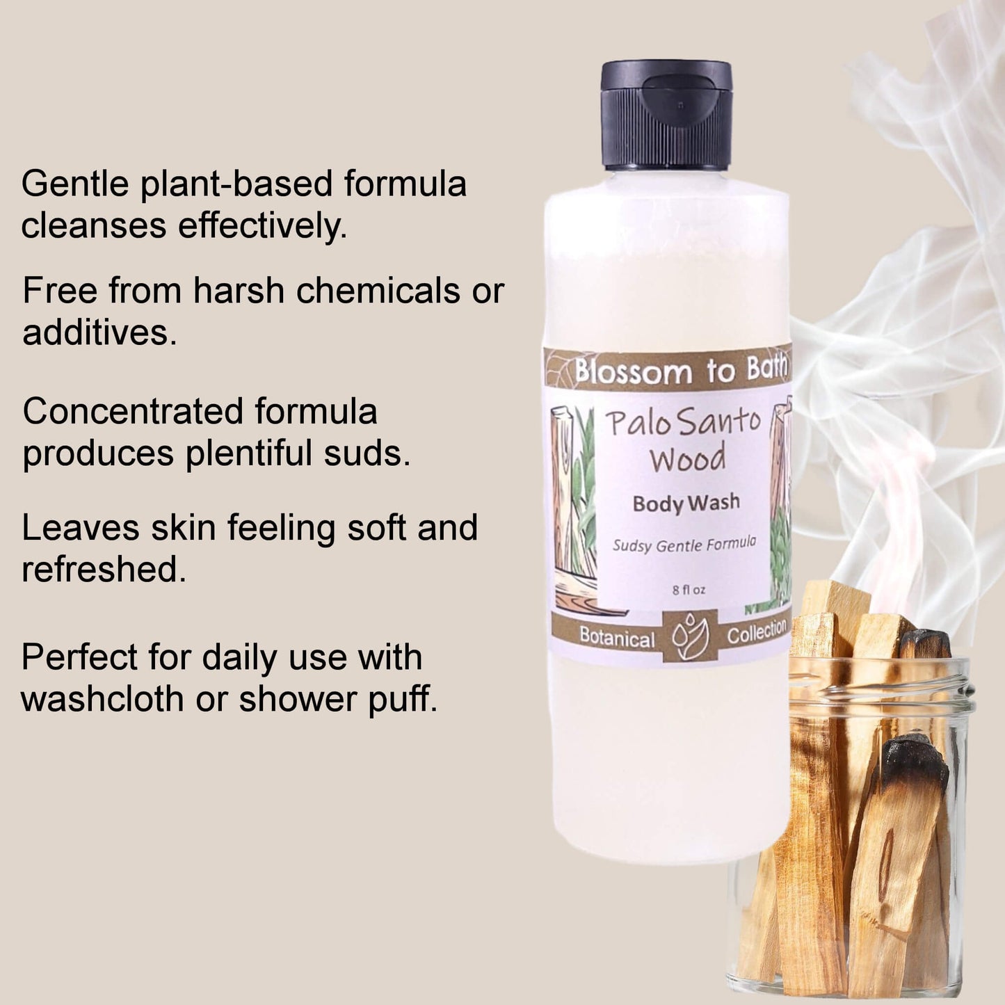 Palo Santo Wood Body Wash (8 Ounce) - Natural Fragrance