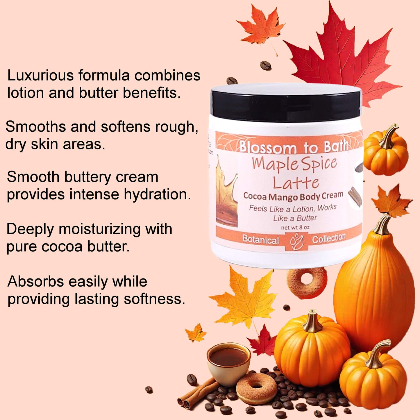 Maple Spice Latte Cocoa Mango Body Cream (8 Ounce) - Natural Fragrance