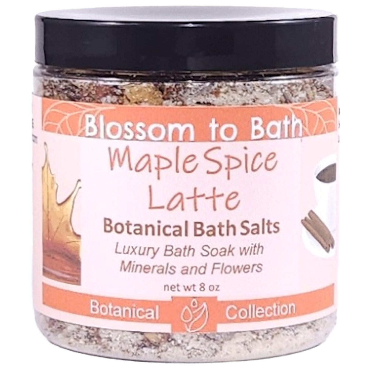 Buy Blossom to Bath Maple Spice Latte Botanical Bath Salts from Flowersong Soap Studio.   A Hand Selected Variety of Skin Loving Botanicals for a Luxurious Sweet Spice and Coffee Scented Soaking Experience .  A creamy blend of maple spice and roasted coffee that smells like a cozy fall latte. Sweet, warm, and bakery-inspired — it’s the scent of autumn comfort in a cup.