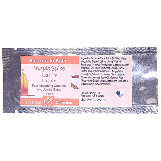 Buy Blossom to Bath Maple Spice Latte Lotion from Flowersong Soap Studio.   Daily Use Lotion with a Sweet Spice and Coffee Scent that Soaks in Quickly to Soften and Smooth Skin .  A creamy blend of maple spice and roasted coffee that smells like a cozy fall latte. Sweet, warm, and bakery-inspired — it’s the scent of autumn comfort in a cup.