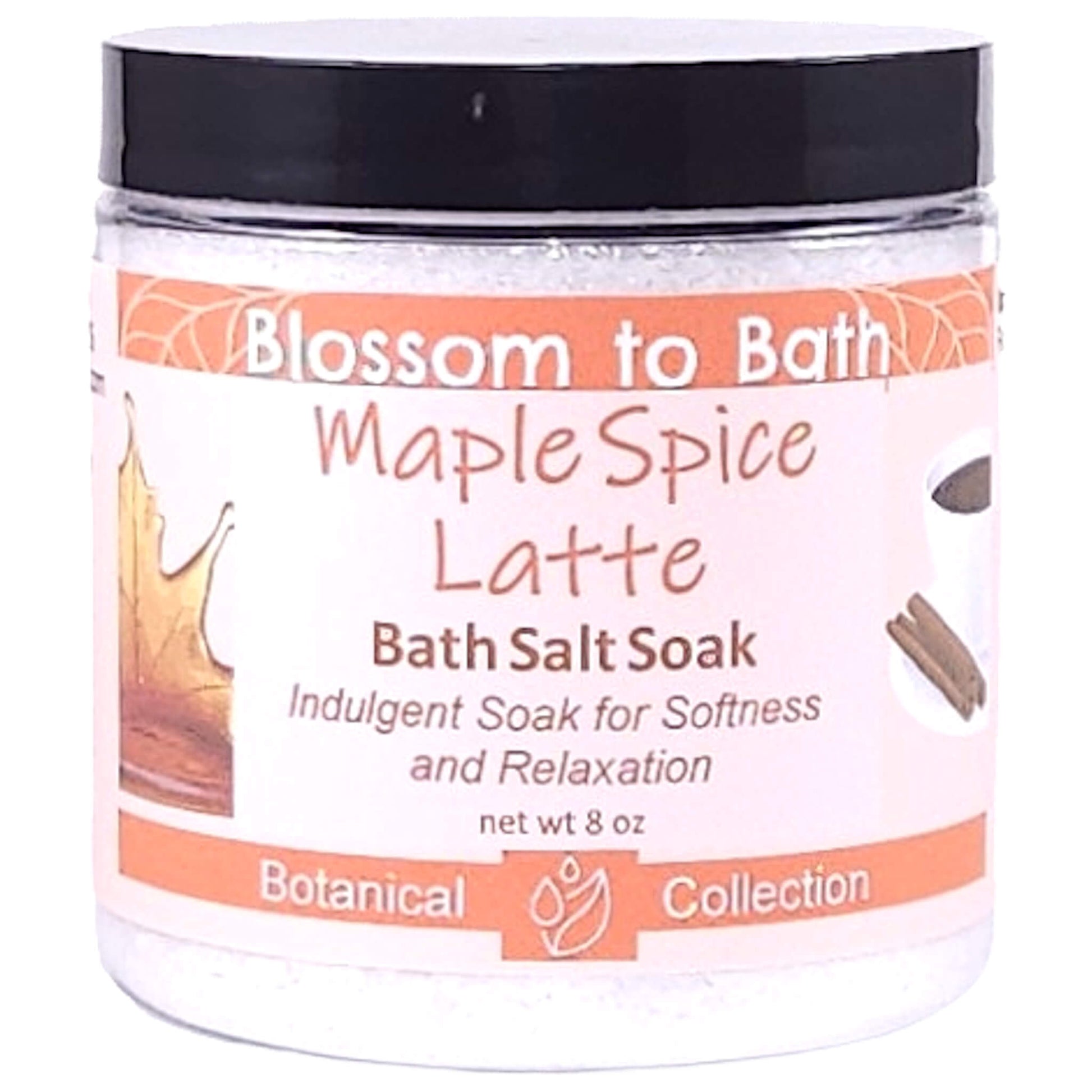 Buy Blossom to Bath Maple Spice Latte Bath Salt Soak from Flowersong Soap Studio.   Pure Epsom Salts for a Versatile and Luxurious Sweet Spice and Coffee Scented Soaking Experience .  A creamy blend of maple spice and roasted coffee that smells like a cozy fall latte. Sweet, warm, and bakery-inspired — it’s the scent of autumn comfort in a cup.
