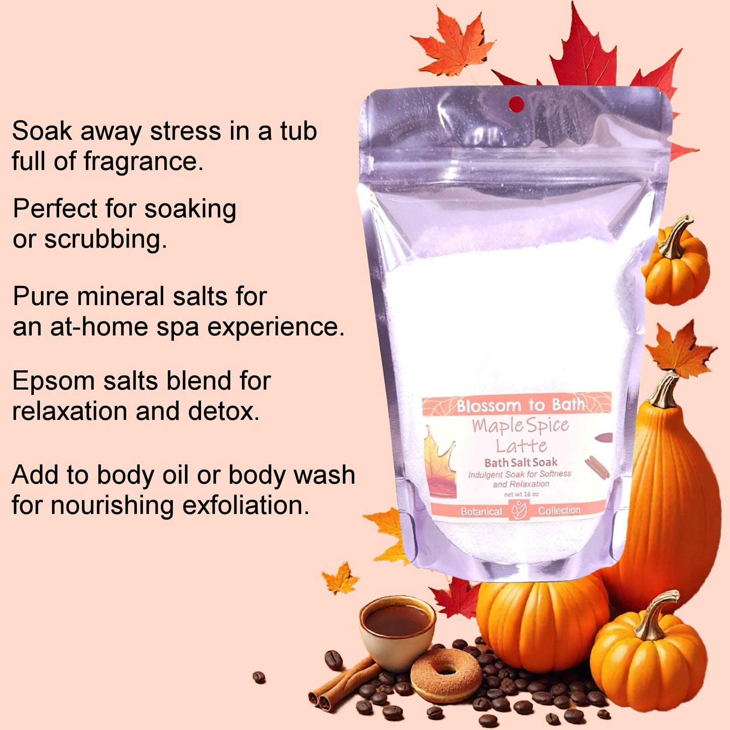 Maple Spice Latte Bath Salt Soak (16 ounce) - Natural Fragrance