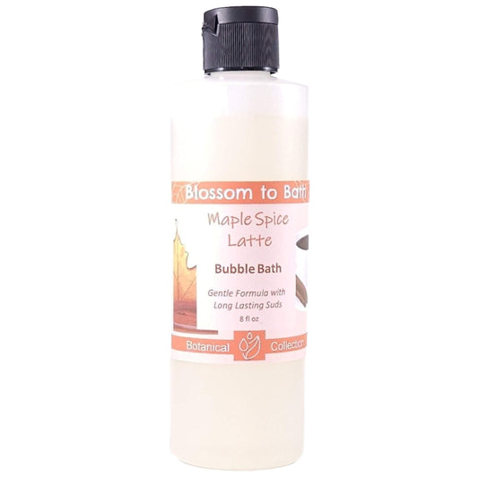 Buy Blossom to Bath Maple Spice Latte Bubble Bath from Flowersong Soap Studio.   Lively, Long Lasting Bubbles in a Gentle Sweet Spice and Coffee Scented Formula for Maximum Relaxation Time .  A creamy blend of maple spice and roasted coffee that smells like a cozy fall latte. Sweet, warm, and bakery-inspired — it’s the scent of autumn comfort in a cup.