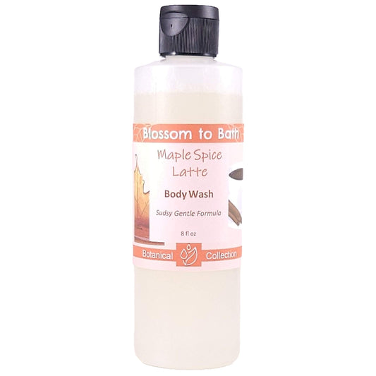 Buy Blossom to Bath Maple Spice Latte Body Wash from Flowersong Soap Studio.   Gentle Body Wash for Refreshed and Silky Skin with a Super Sudsy Sweet Spice and Coffee Scent .  A creamy blend of maple spice and roasted coffee that smells like a cozy fall latte. Sweet, warm, and bakery-inspired — it’s the scent of autumn comfort in a cup.