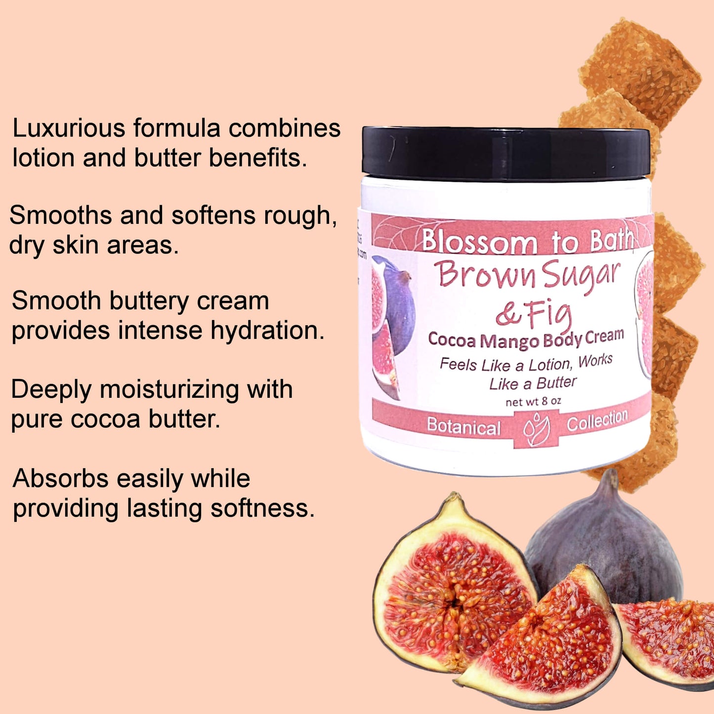 Brown Sugar & Fig Cocoa Mango Body Cream (8 Ounce) - Natural Fragrance