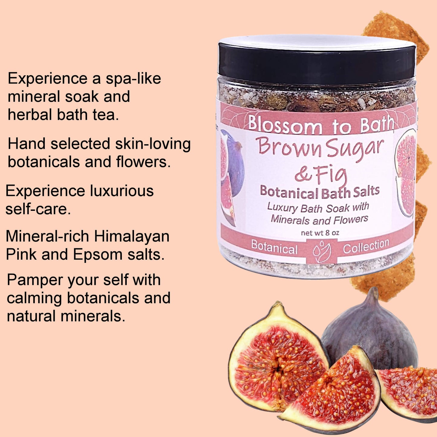 Brown Sugar & Fig Botanical Bath Salts (8 ounce) - Natural Fragrance