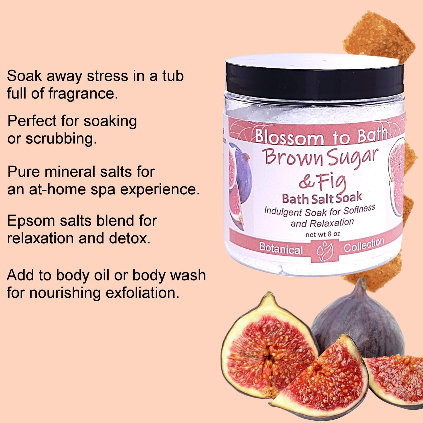 Brown Sugar & Fig Bath Salt Soak (8 ounce) - Natural Fragrance