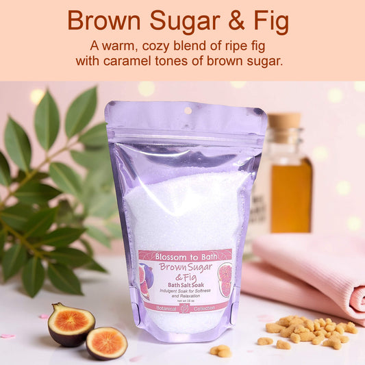 Brown Sugar & Fig Bath Salt Soak (16 ounce) - Natural Fragrance