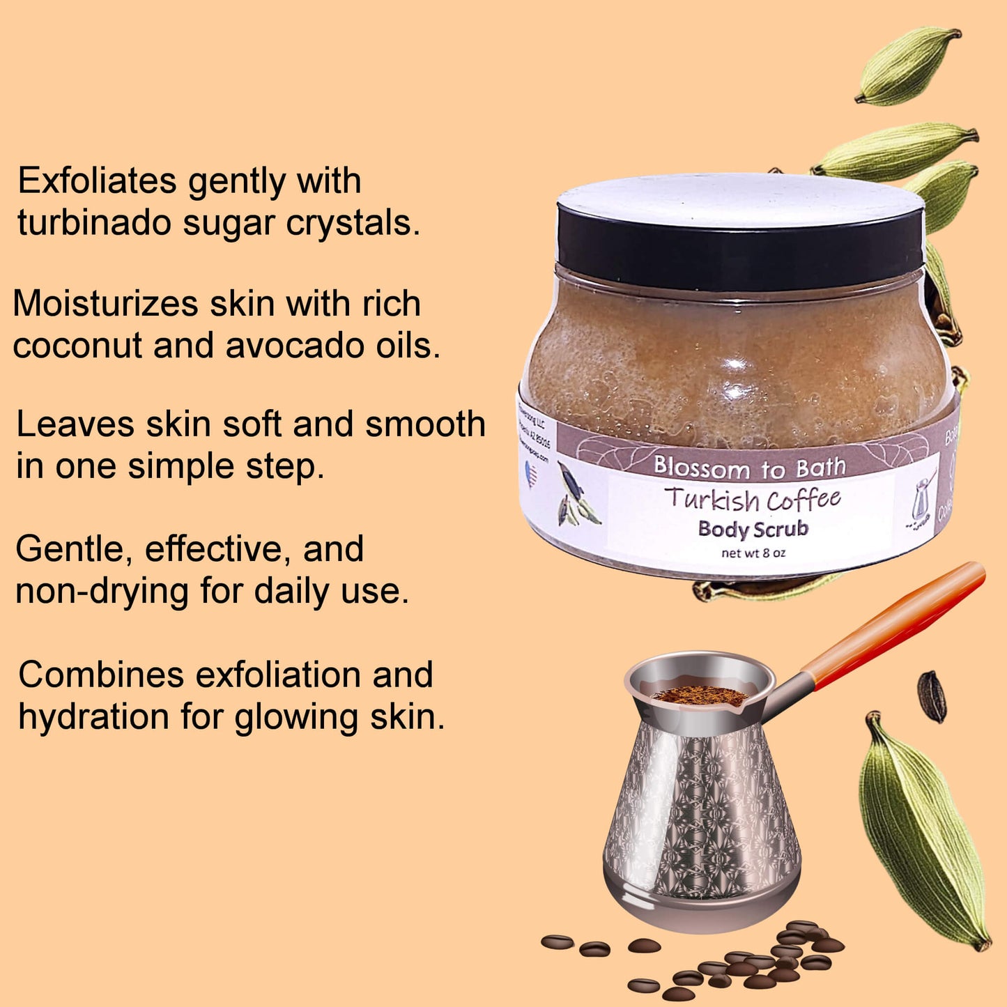 Turkish Coffee Body Scrub (8 Ounce) - Natural Fragrance