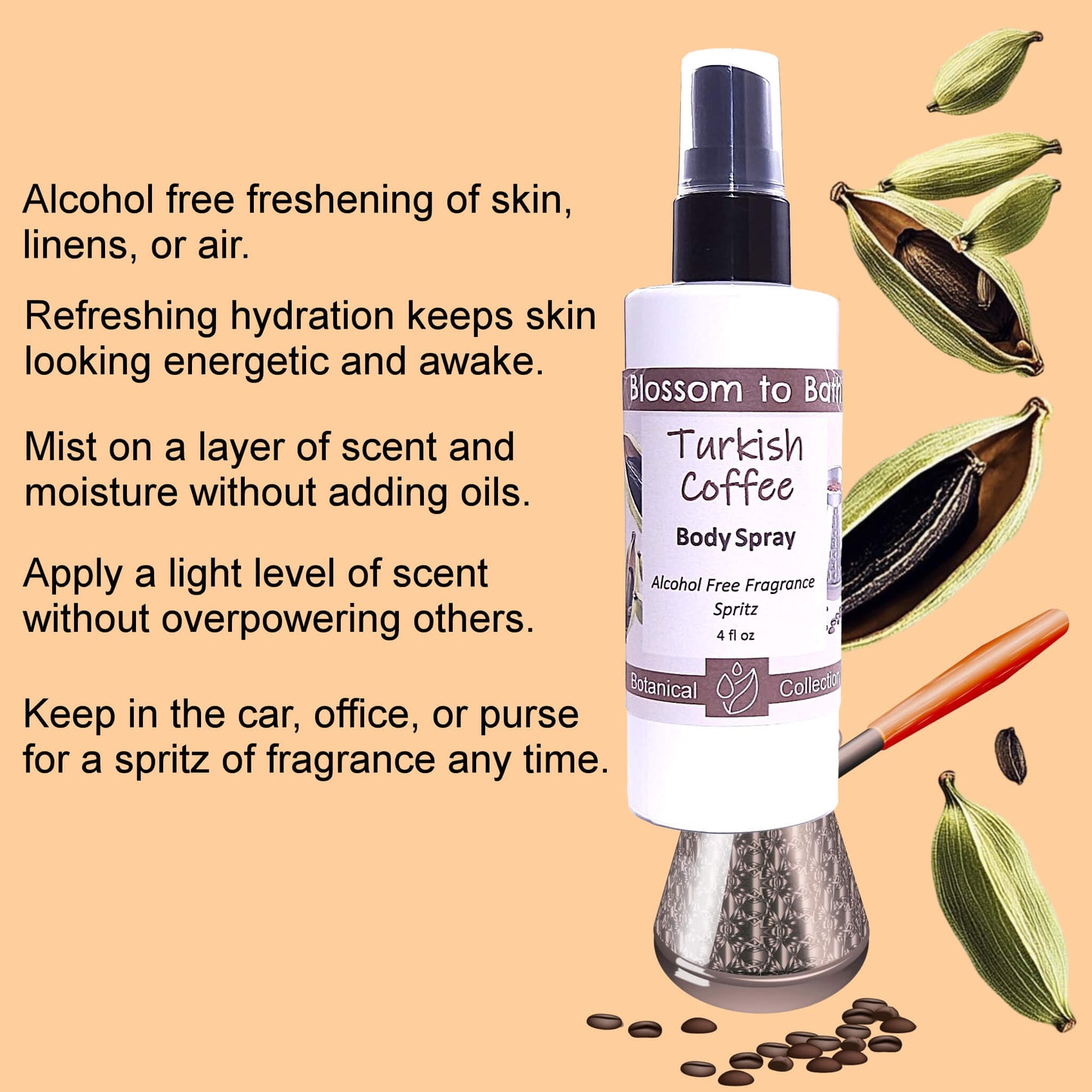 Turkish Coffee Body Spray (4 Ounce) - Natural Fragrance