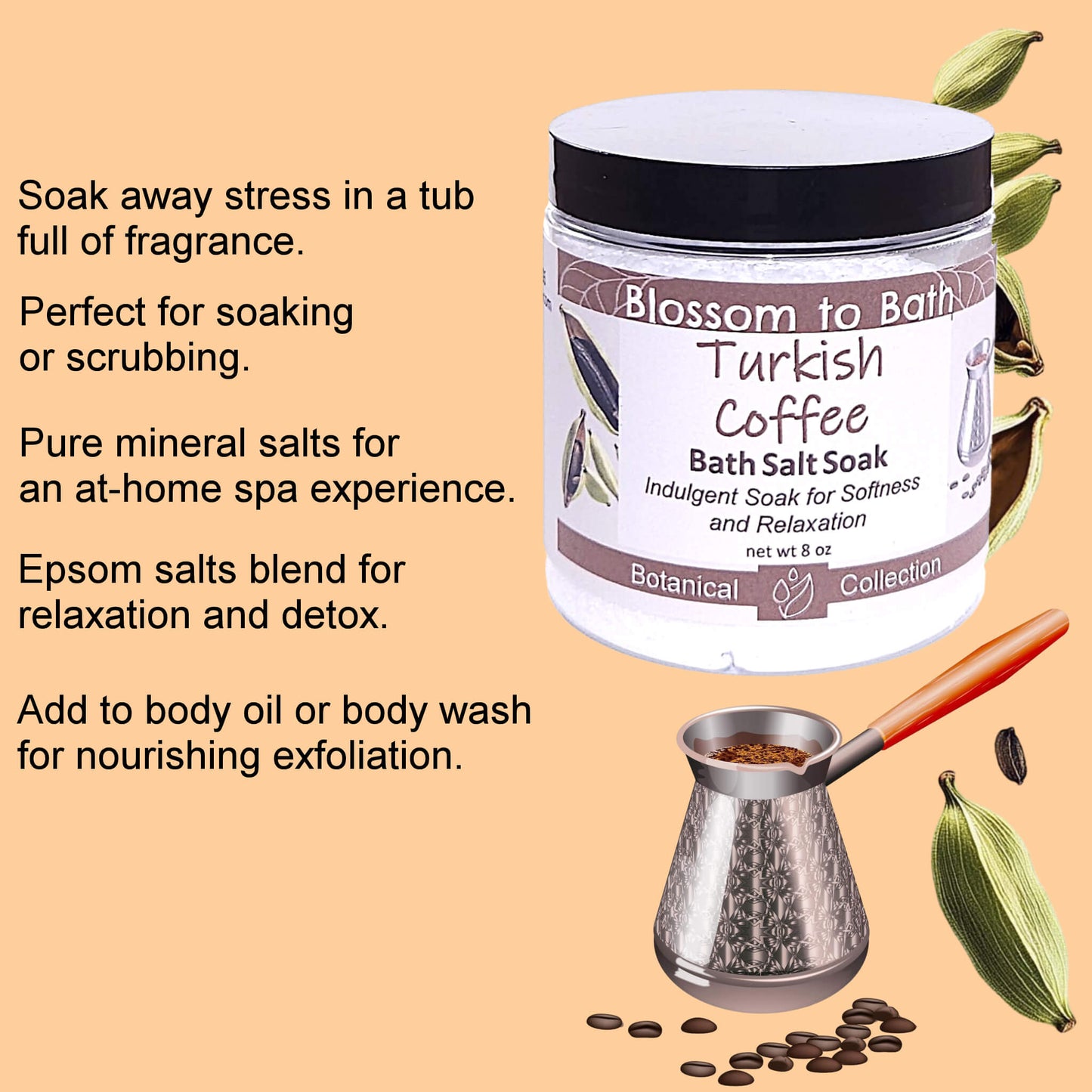 Turkish Coffee Bath Salt Soak (8 ounce) - Natural Fragrance