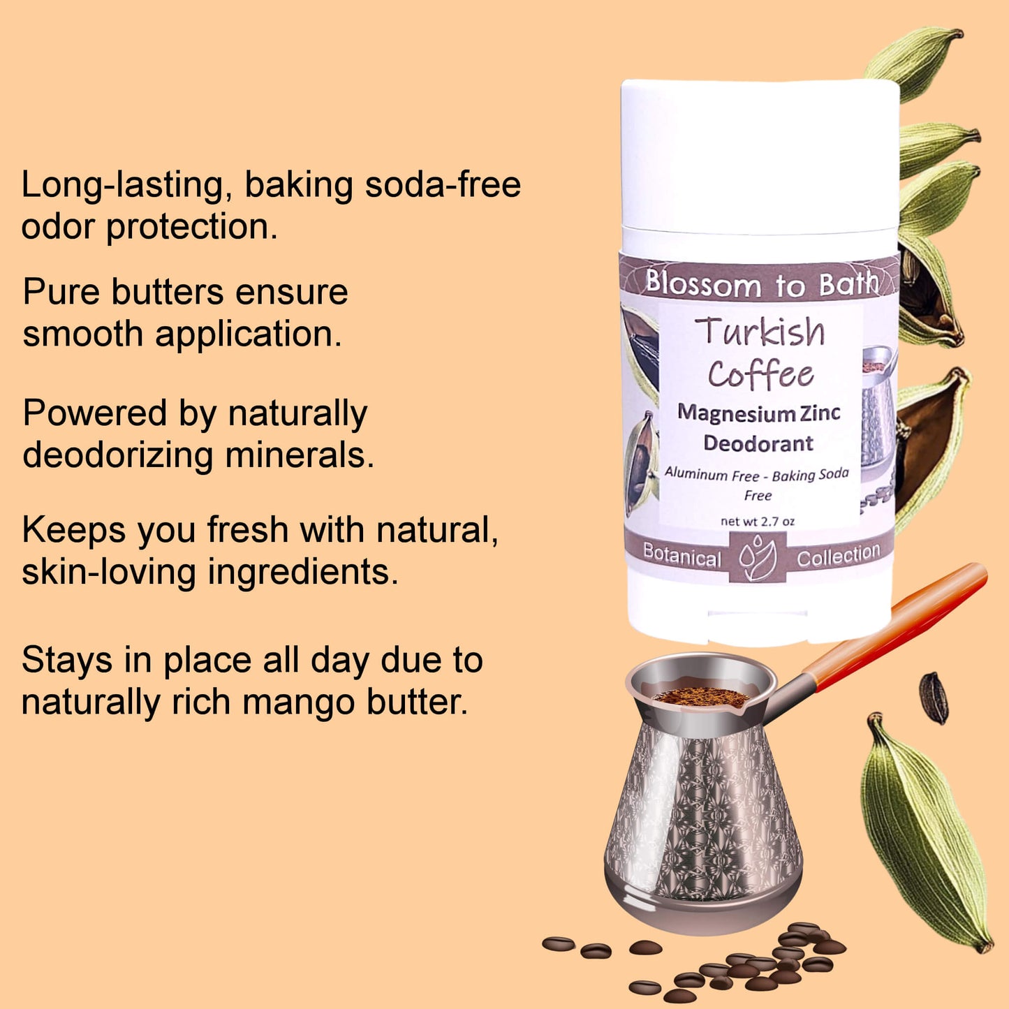 Turkish Coffee Magnesium Zinc Deodorant (2.7 ounce) - Natural Fragrance